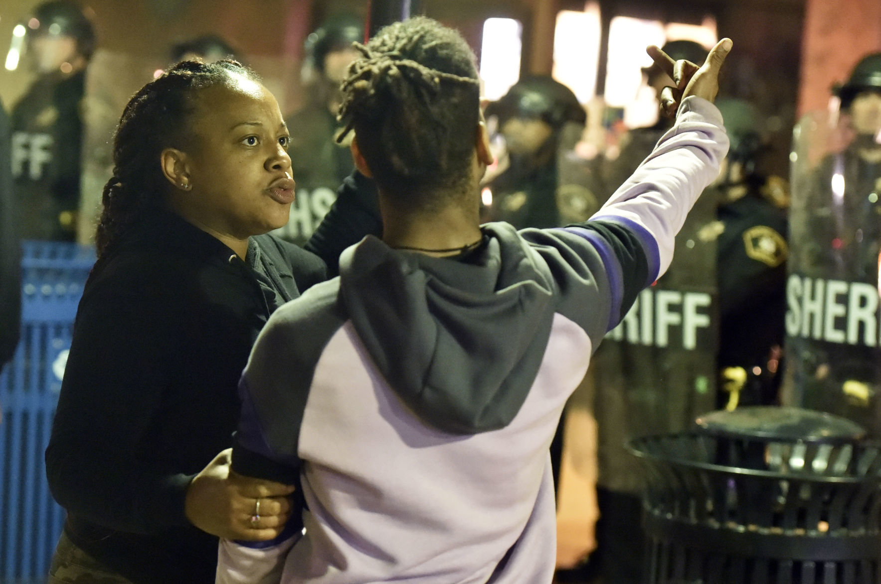 Outside the police station